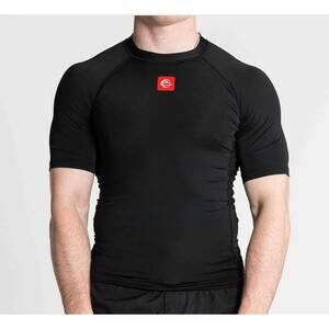 Fuji World Master Flex Lite Rashguard Black MMA BJJ Jiu Jitsu Short-Sleeve Sz. L